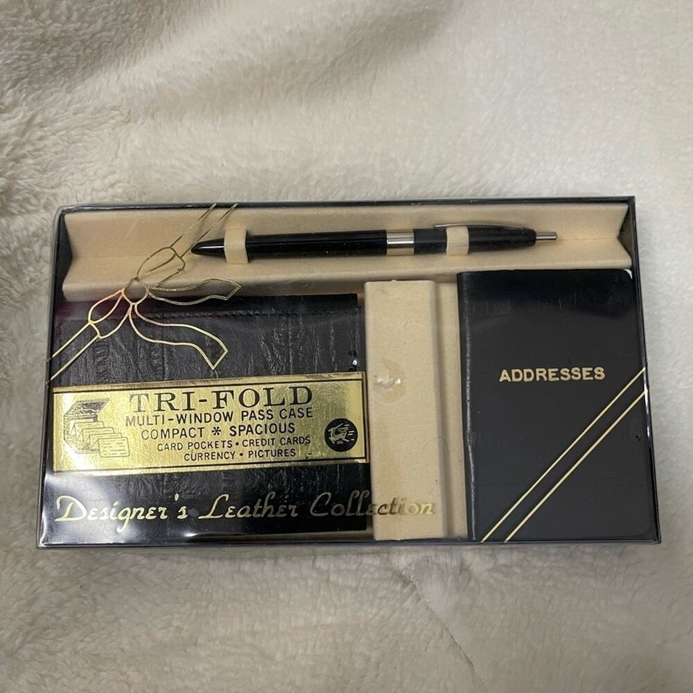 Designers leather collection wallet and address book set